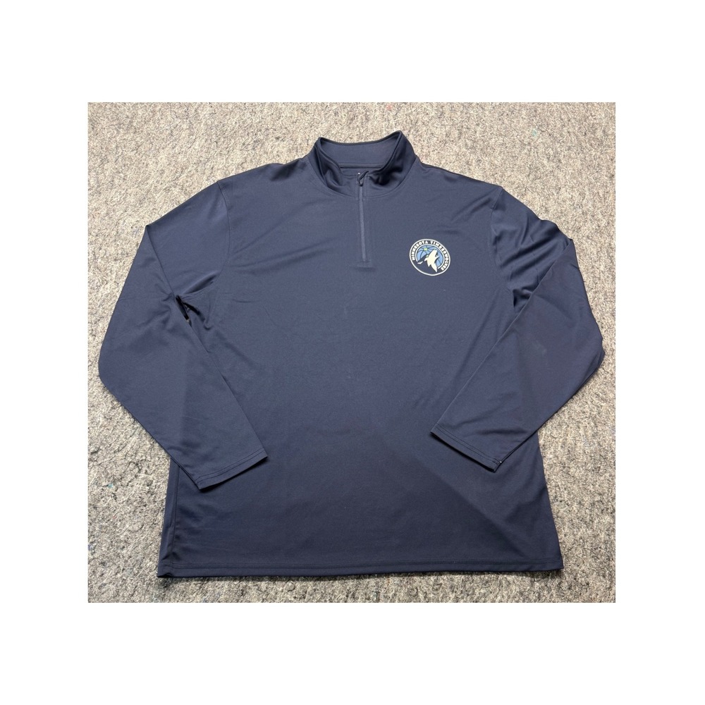 NBA UNK Minnesota Timberwolves Mens 2XL Quarter Zip Pullover Navy Blue Logo Top